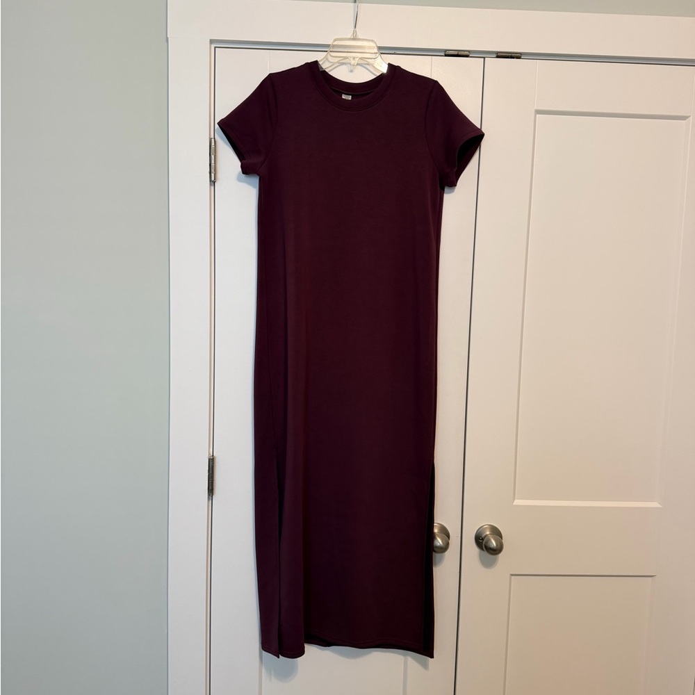Spanx Air Essentials Crewneck Short Sleeve Maxi Dress - Garnet